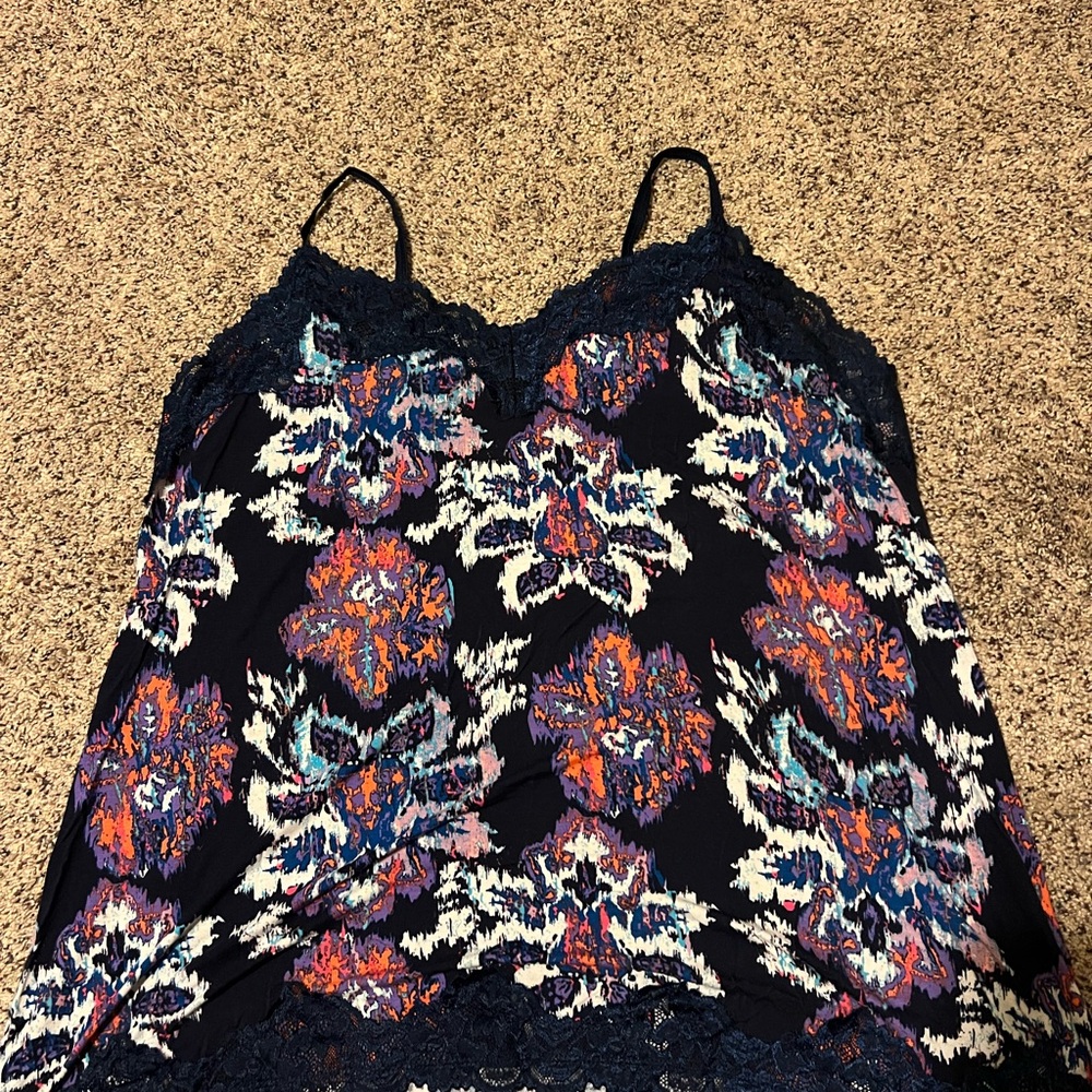Lane Bryant Navy and Orange Lace Trim Camisole